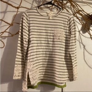 Matilda Jane long sleeve top, cream and green
